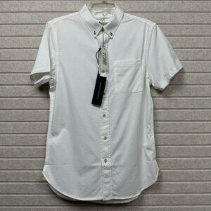 Men’s XS White Short Sleeve Button-Down Shirt Casual  Nifty Genius NWT